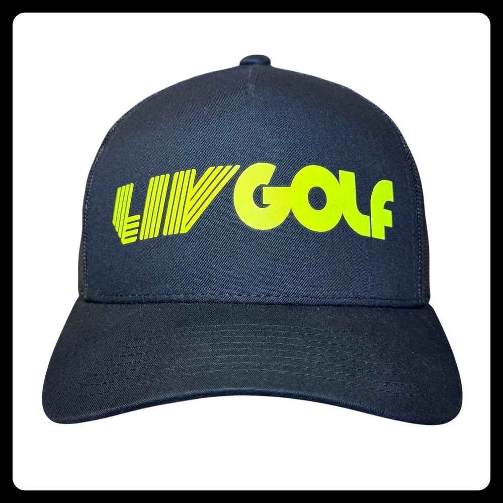 LIV Golf Snapback Trucker Hat Cap Men Black Yellow Neon Performance Logo NEW‎